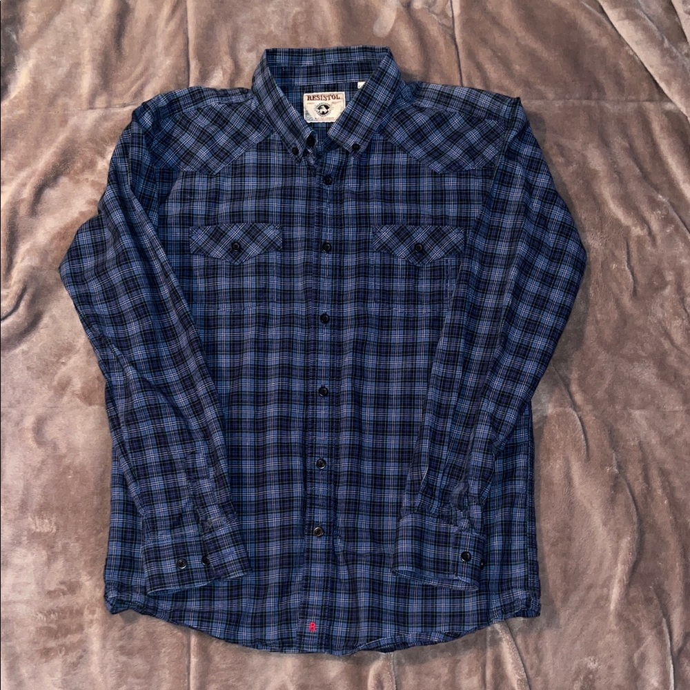 Resistol Kids Blue Checkered Button Down Shirt